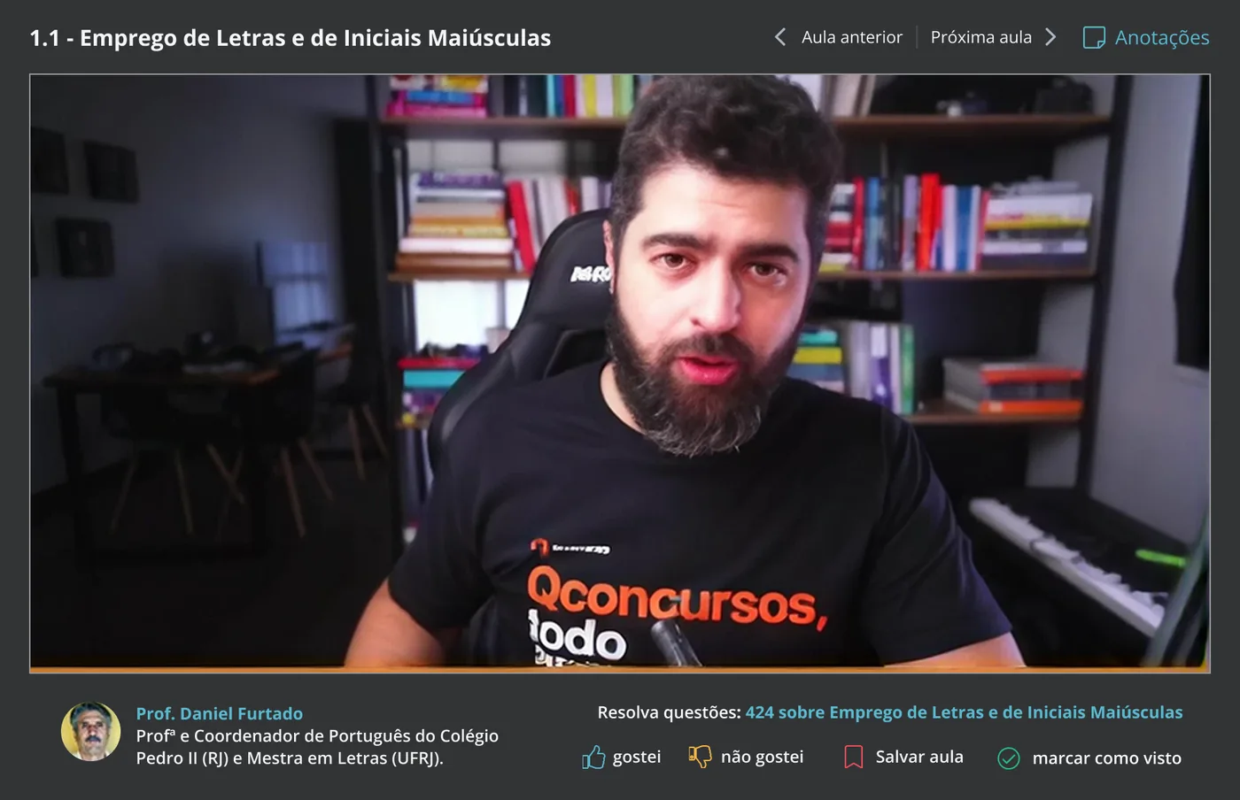 Redesigned dark-mode video player with controls, chapter navigation and progress bar